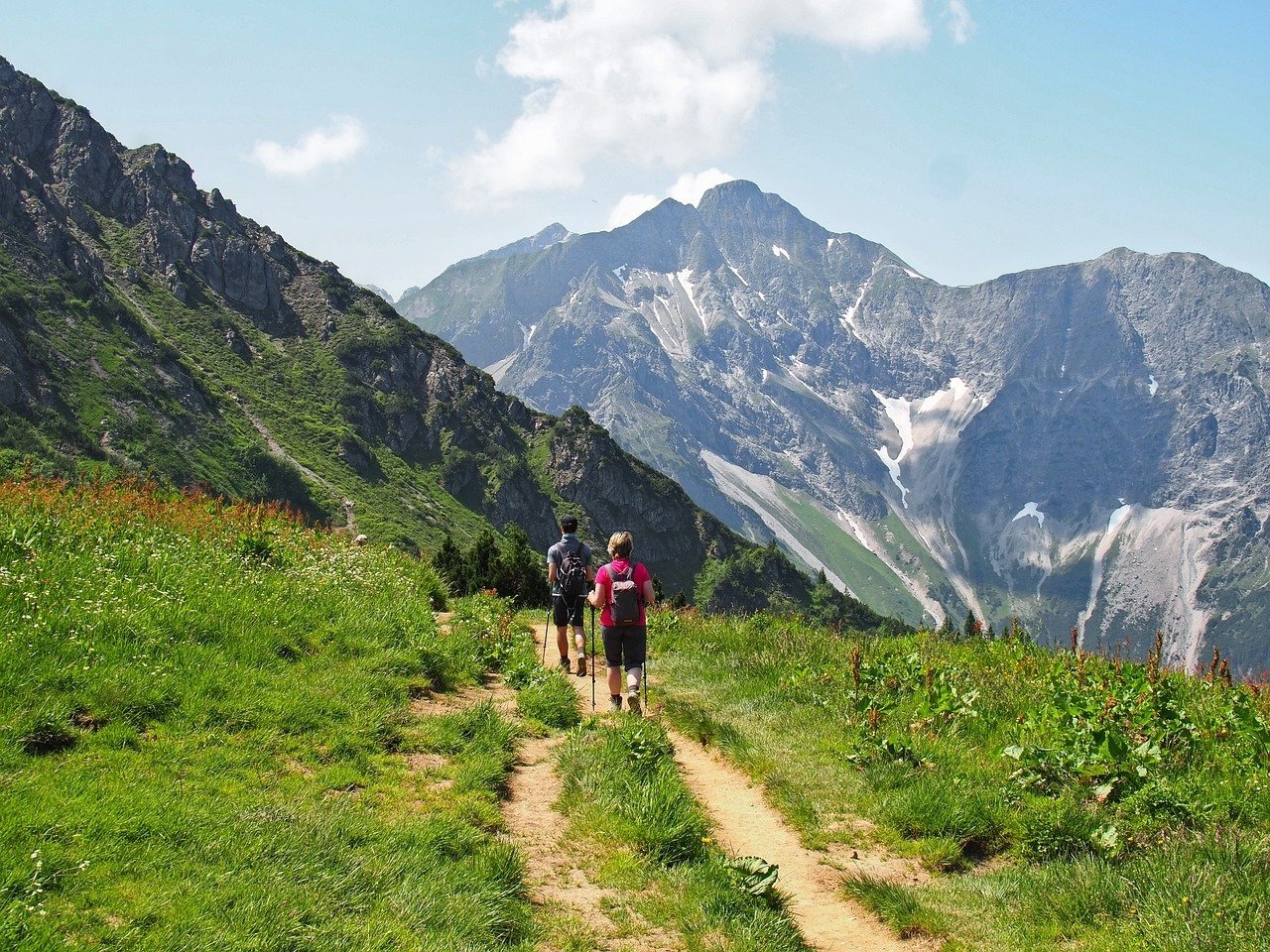 hike, mountains, landscape, alps, mountain hike, summit, kleinwalsertal, austria, mountain trail, nature, alpine